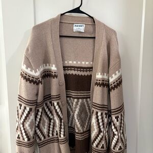 Old Navy Tan and Brown Geometric Cardigan